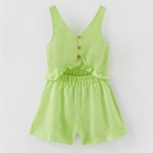 Zara LINEN BLEND CUT OUT JUMPSUIT Lime green